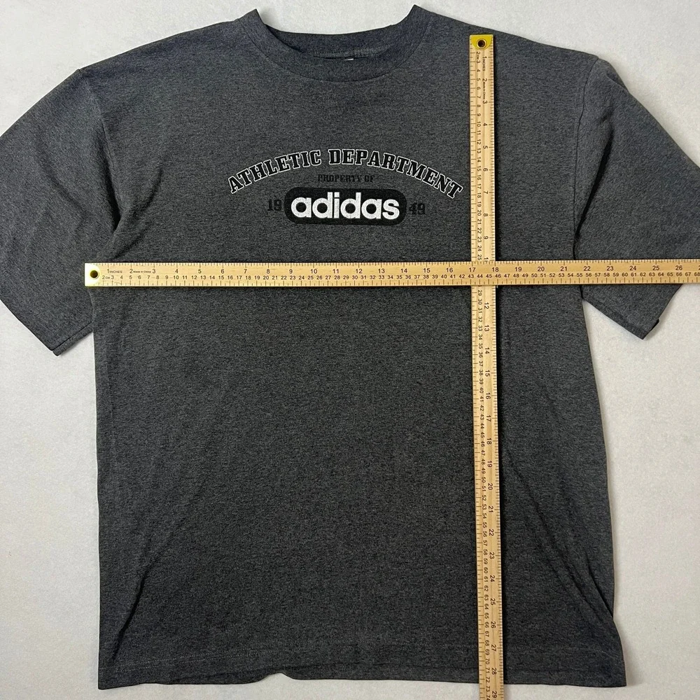 Vintage Adidas Mens Size Large T-shirt Gray Black Spell‎ Out Athletic Y2K 2000's
